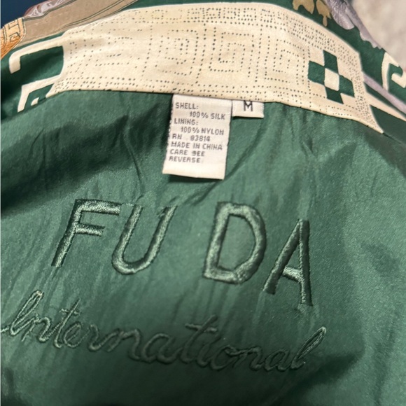 Fuda Stylish Green Silk Patterned Women's Jacket M - Picture 3 of 9
